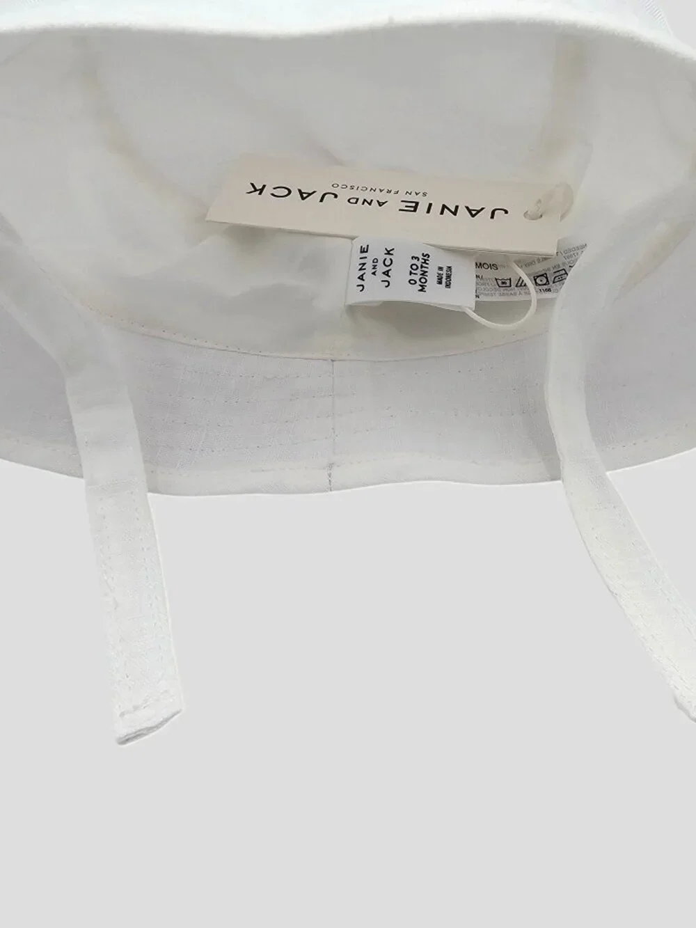 NWT Janie and Jack Linen Bucket Hat 0-3M Set of 2 White